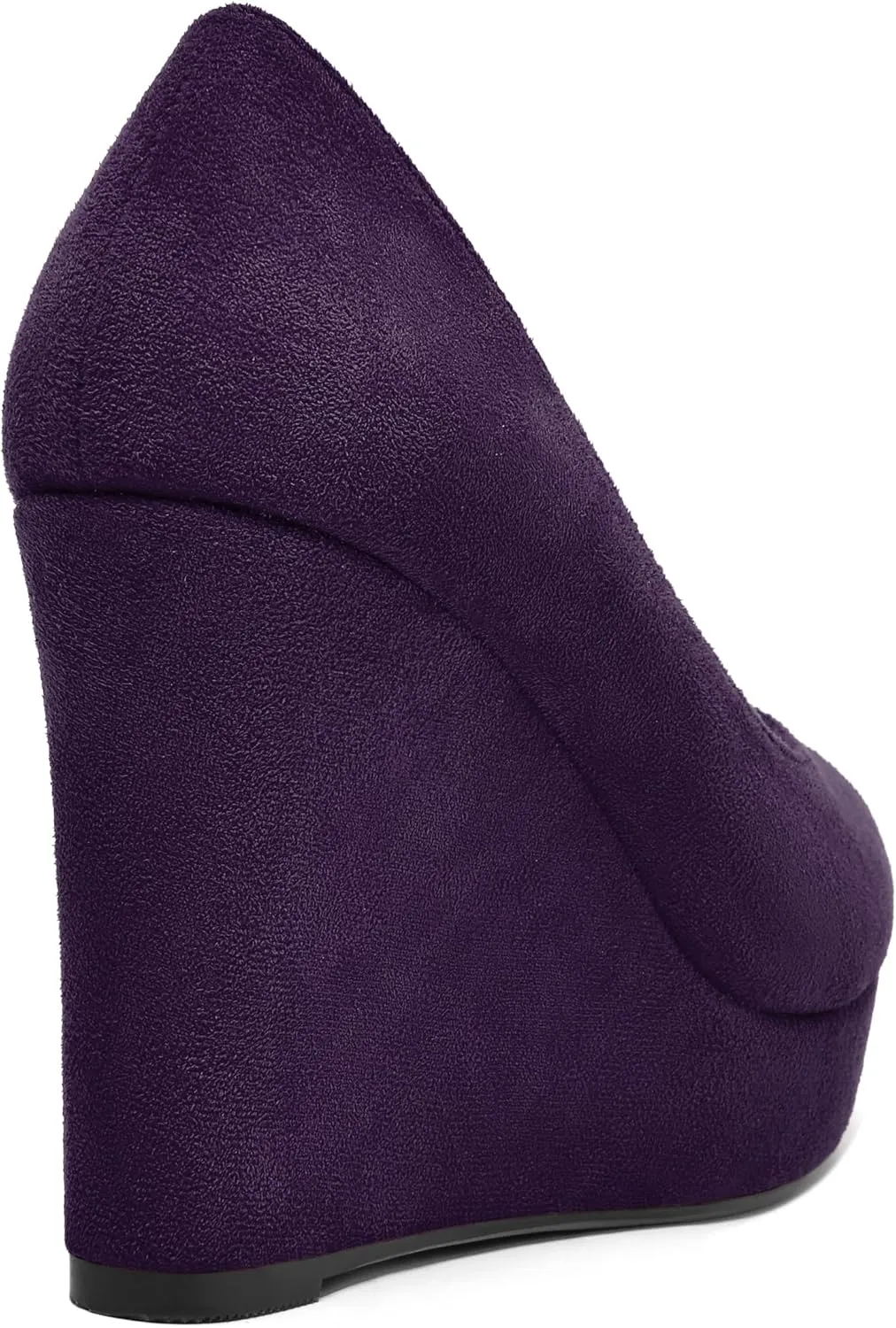 SHOWFOREST Womens Slip On Suede Dating Solid Peep Toe Sexy Wedge High Heel Pumps Shoes 4 Inch