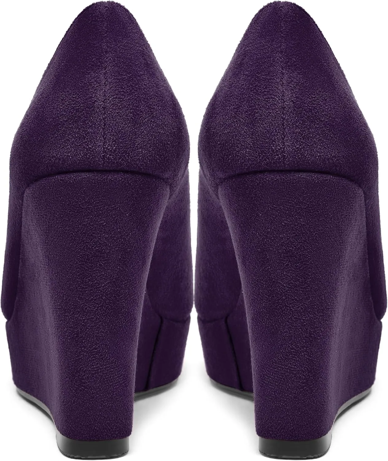 SHOWFOREST Womens Slip On Suede Dating Solid Peep Toe Sexy Wedge High Heel Pumps Shoes 4 Inch