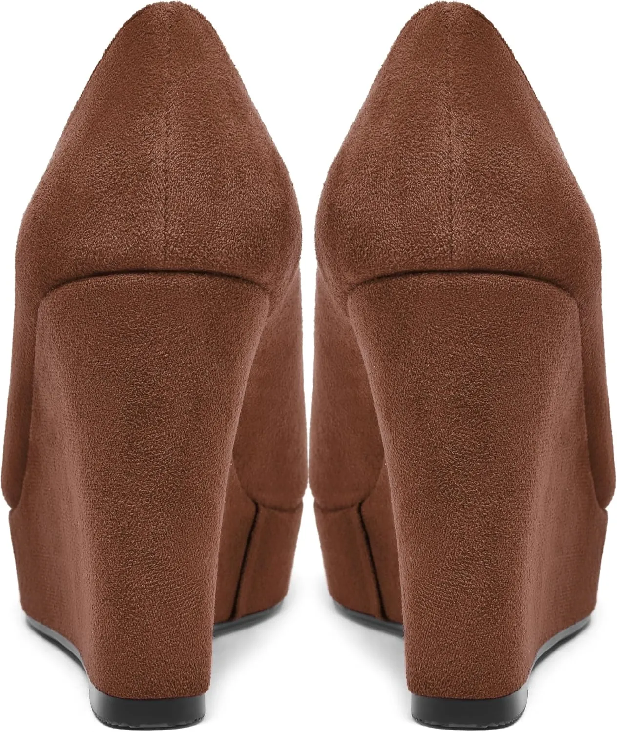SHOWFOREST Womens Slip On Suede Dating Solid Peep Toe Sexy Wedge High Heel Pumps Shoes 4 Inch