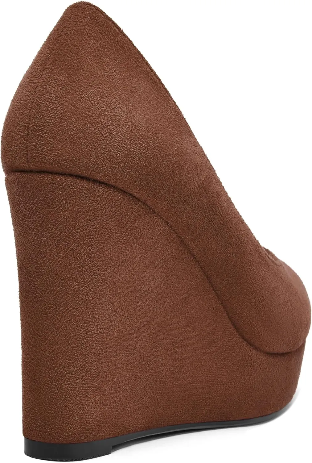 SHOWFOREST Womens Slip On Suede Dating Solid Peep Toe Sexy Wedge High Heel Pumps Shoes 4 Inch