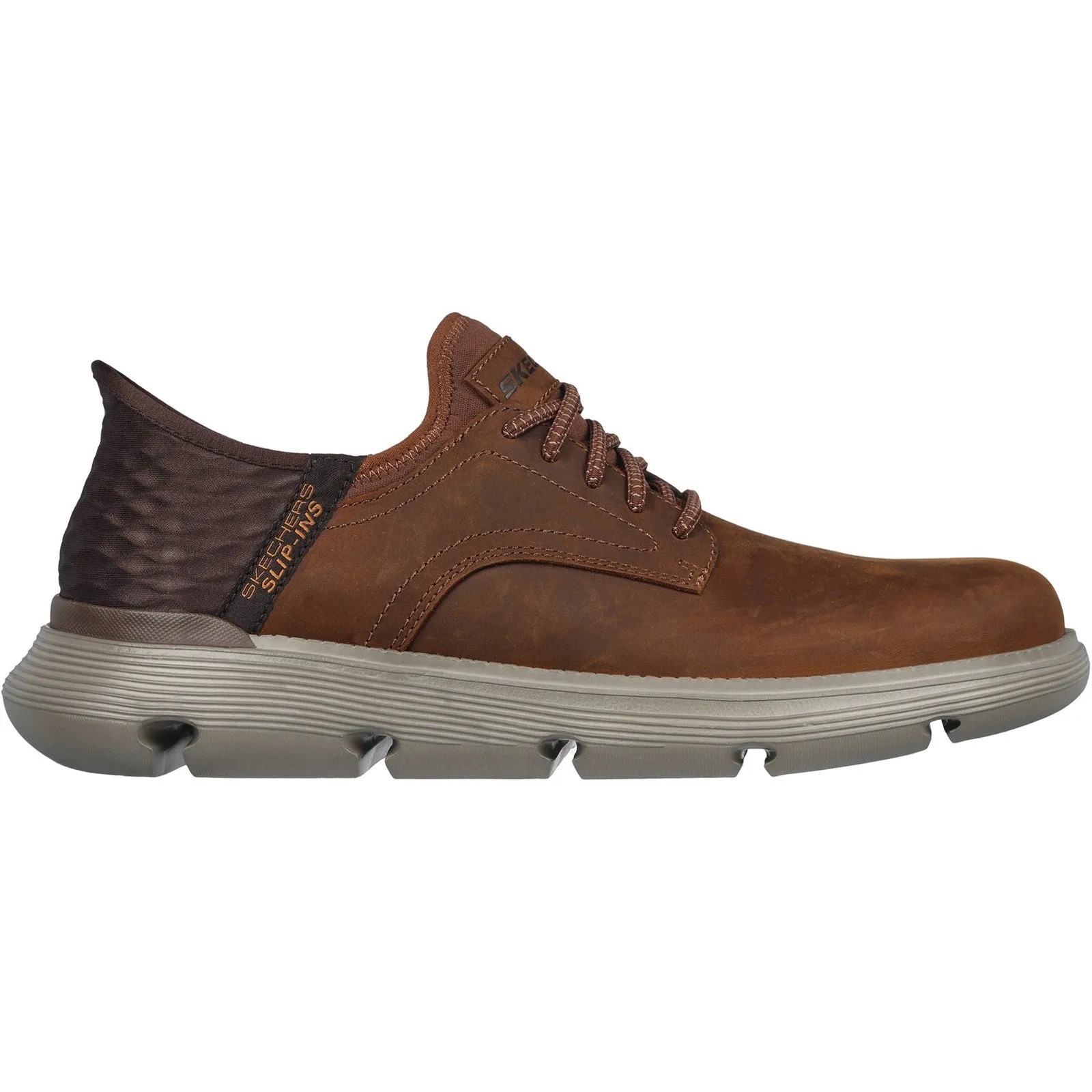 Skechers Mens Garza Gervin 205046W-CDB Dark Brown Wide Fit  Lace Up Shoe