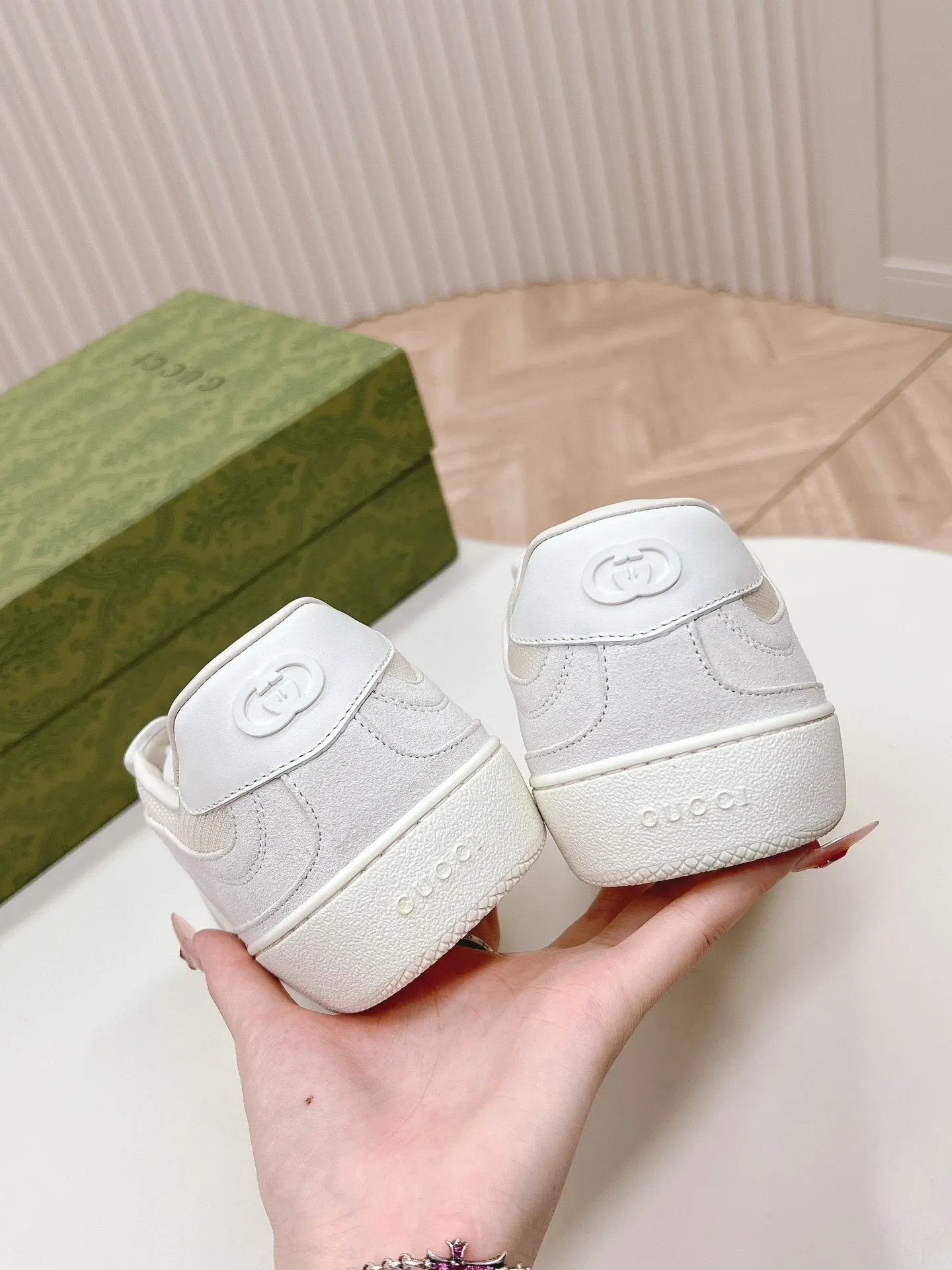 SNEAKER Free shipping G WHITE MESH IN INTERLOCKING AND WITH SUEDE Free gift with purchase Gucci