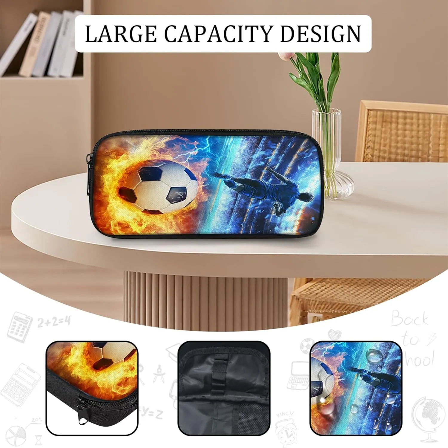 Soccer Backpack Set for Boys Girls 3PCS Sports Balls School Bag with Lunch Box Pencil Case Kids Backpacks Toddler Elementary Bookbag 16 Inch