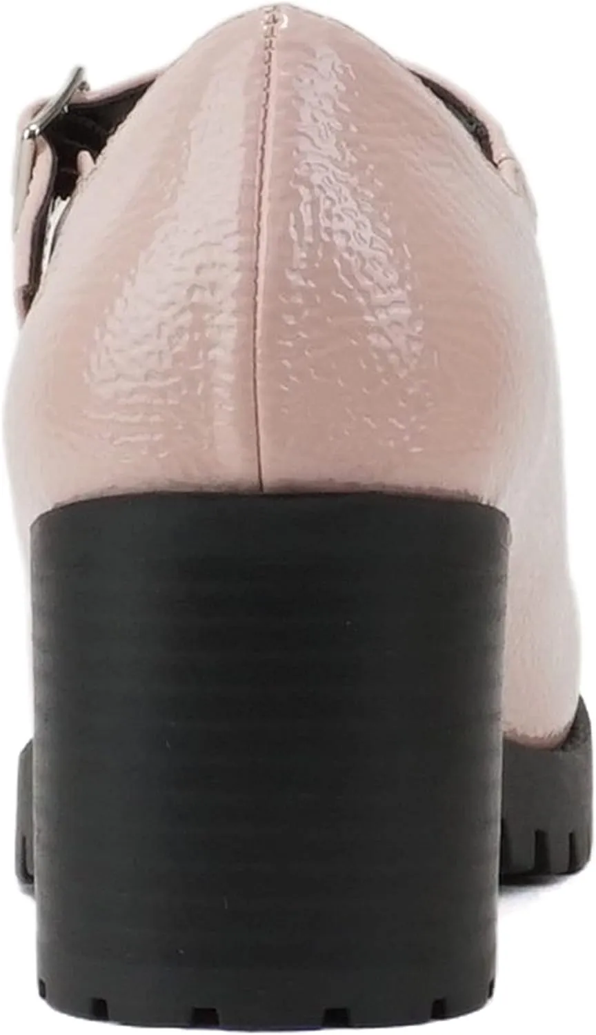 Soda “Boxer” ~ Women Mary Jane Round Toe Chunky Block Heel Lug Sole Pump with Adjustable Strap