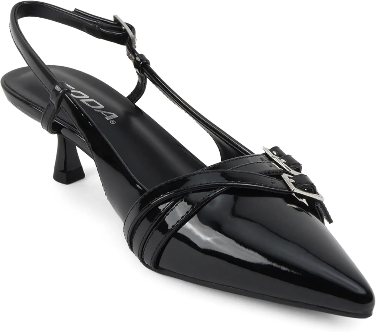 Soda Expo ~ Women Pointed Toe Multi-Strap Kitten Heel Dress Pumps