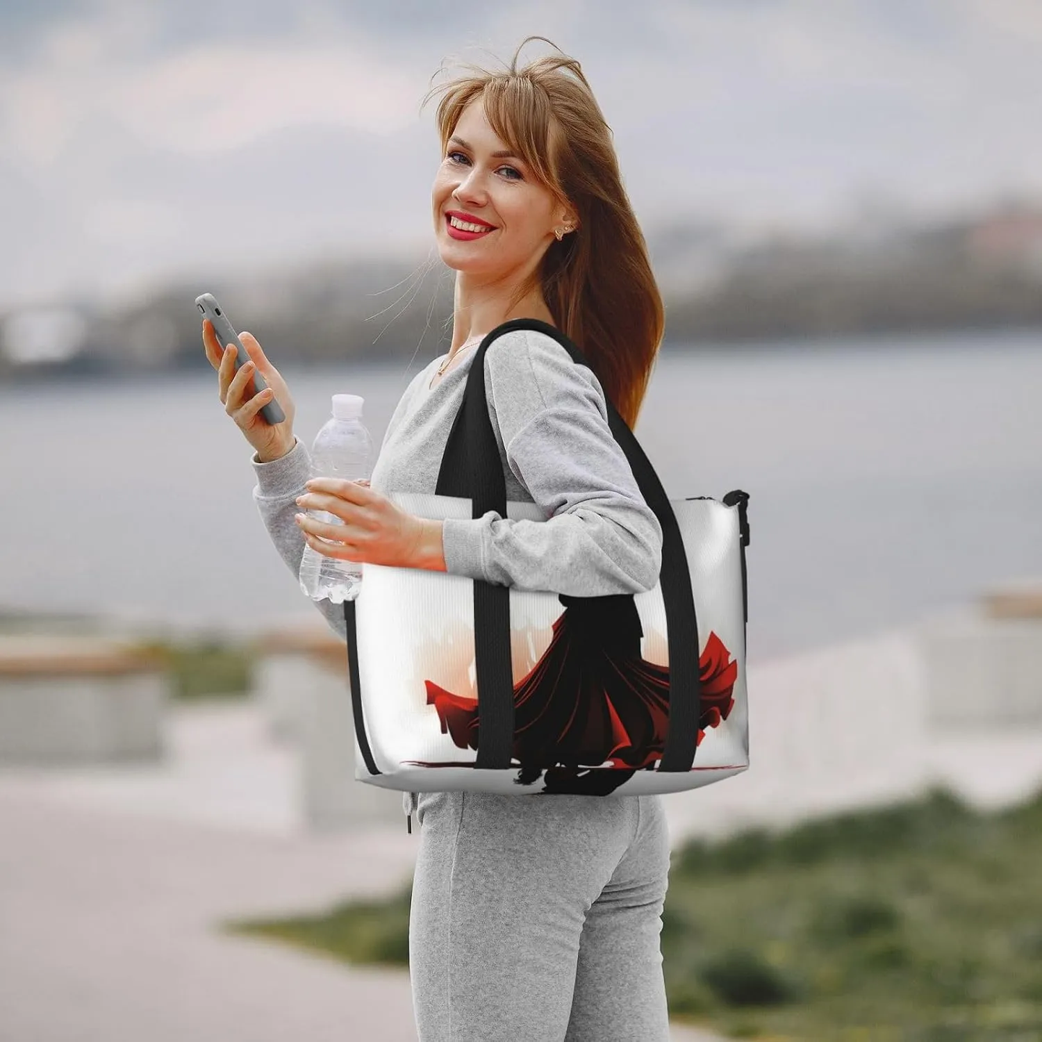 Sports Gym Bag for Women Men Travel Duffel Bag Tote Ballroom Dance Weekender Bag Canvas Carry on Overnight Bag for Travel Swimming Fitness Workout Sports Duffle Bag