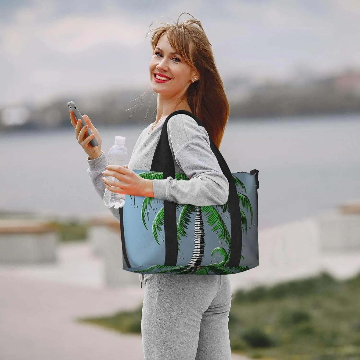 Sports Gym Bag for Women Men Travel Duffel Bag Tote Coconut Tree Weekender Bag Canvas Carry on Overnight Bag for Travel Swimming Fitness Workout Sports Duffle Bag