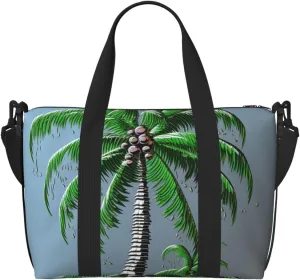 Sports Gym Bag for Women Men Travel Duffel Bag Tote Coconut Tree Weekender Bag Canvas Carry on Overnight Bag for Travel Swimming Fitness Workout Sports Duffle Bag