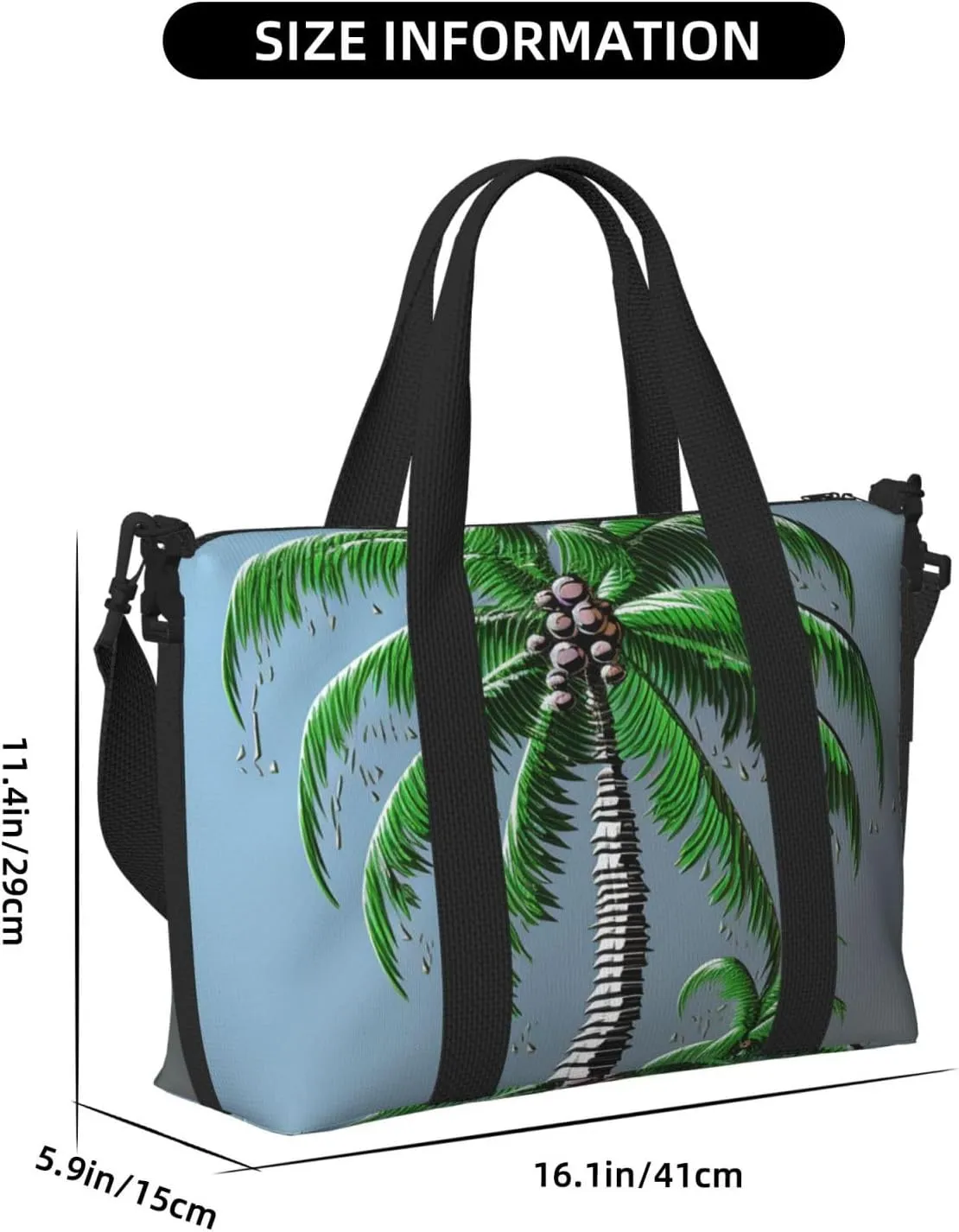 Sports Gym Bag for Women Men Travel Duffel Bag Tote Coconut Tree Weekender Bag Canvas Carry on Overnight Bag for Travel Swimming Fitness Workout Sports Duffle Bag