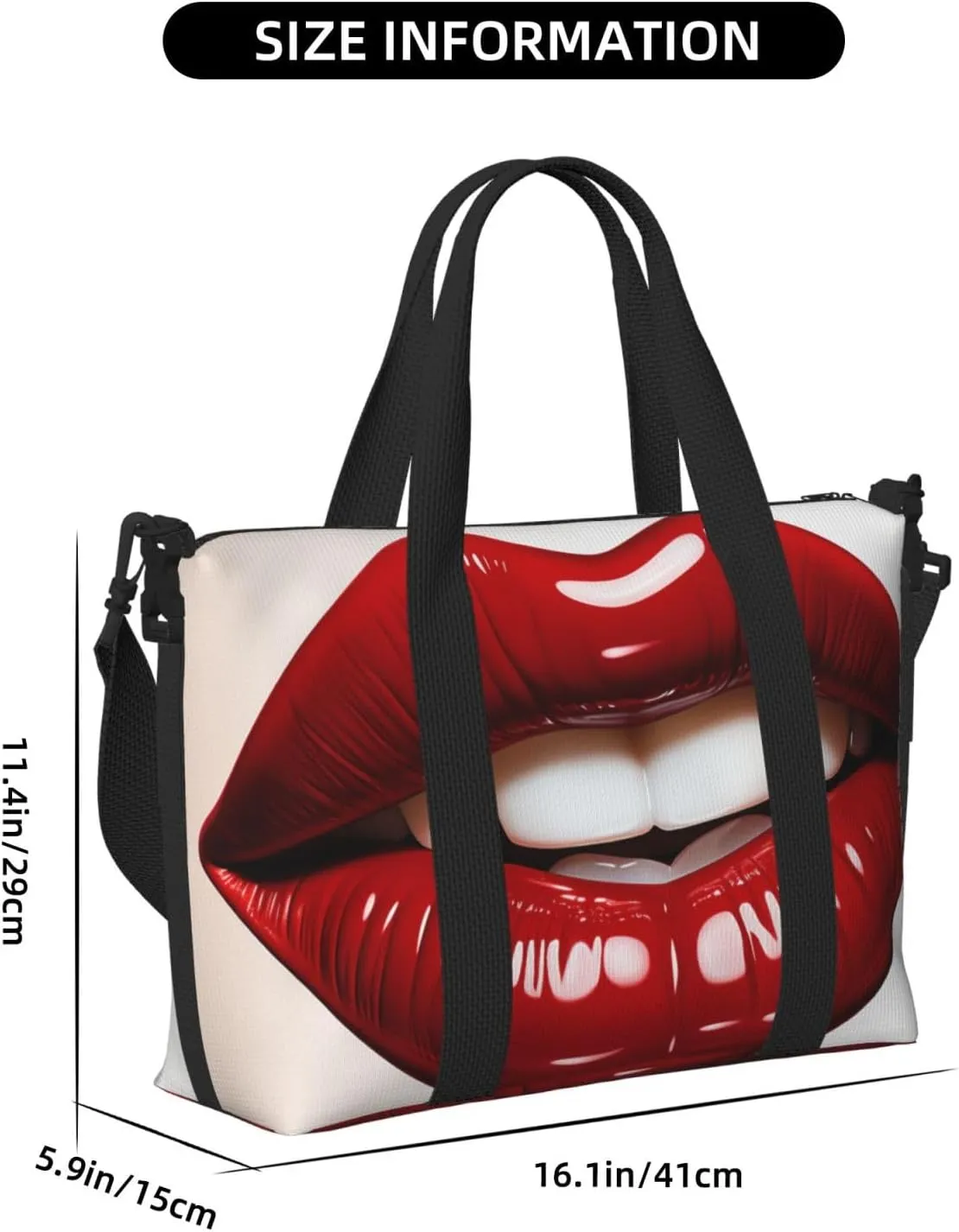Sports Gym Bag for Women Men Travel Duffel Bag Tote Cute Graphic Red Lips Weekender Bag Canvas Carry on Overnight Bag for Travel Swimming Fitness Workout Sports Duffle Bag