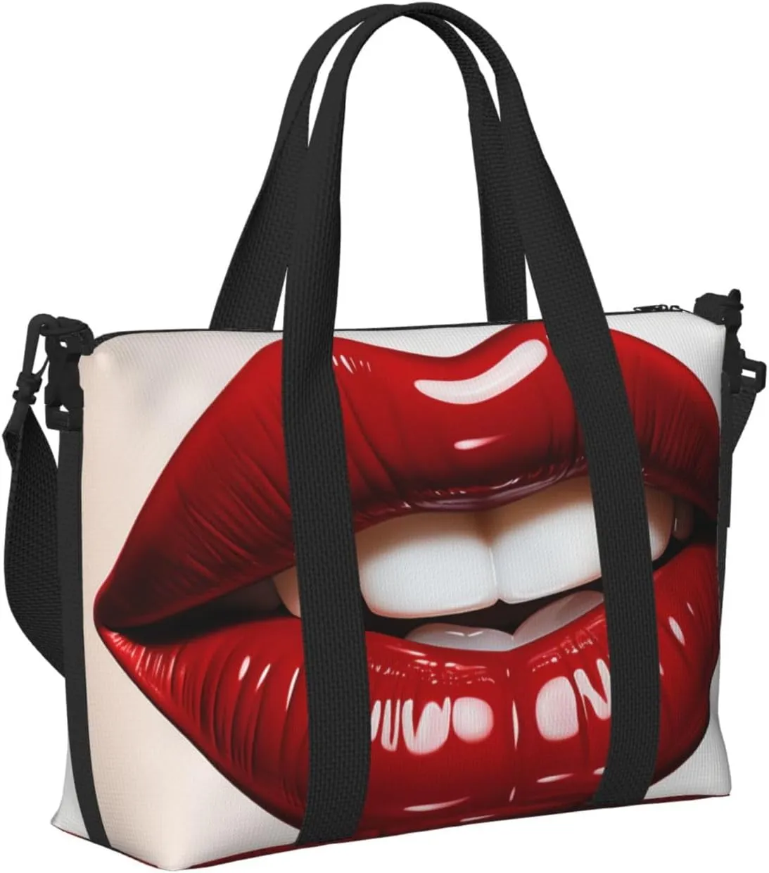 Sports Gym Bag for Women Men Travel Duffel Bag Tote Cute Graphic Red Lips Weekender Bag Canvas Carry on Overnight Bag for Travel Swimming Fitness Workout Sports Duffle Bag