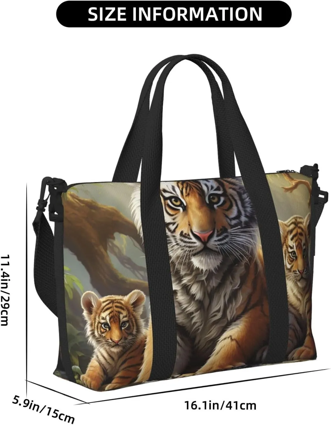 Sports Gym Bag for Women Men Travel Duffel Bag Tote Jungle Tigers Cub Weekender Bag Canvas Carry on Overnight Bag for Travel Swimming Fitness Workout Sports Duffle Bag