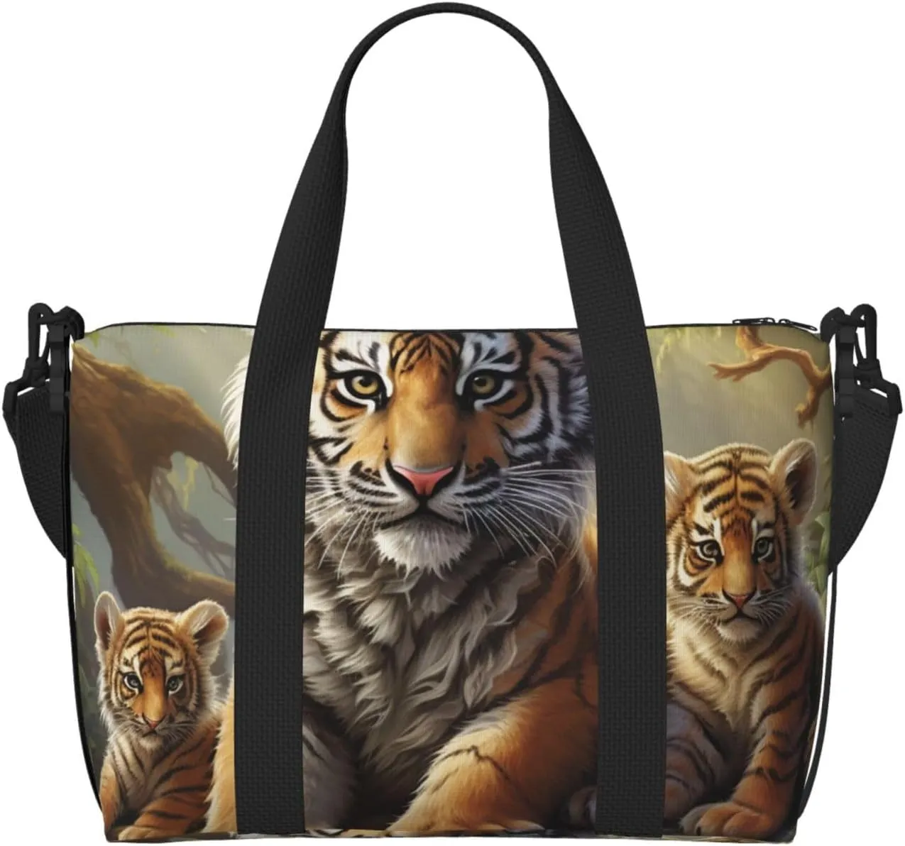 Sports Gym Bag for Women Men Travel Duffel Bag Tote Jungle Tigers Cub Weekender Bag Canvas Carry on Overnight Bag for Travel Swimming Fitness Workout Sports Duffle Bag