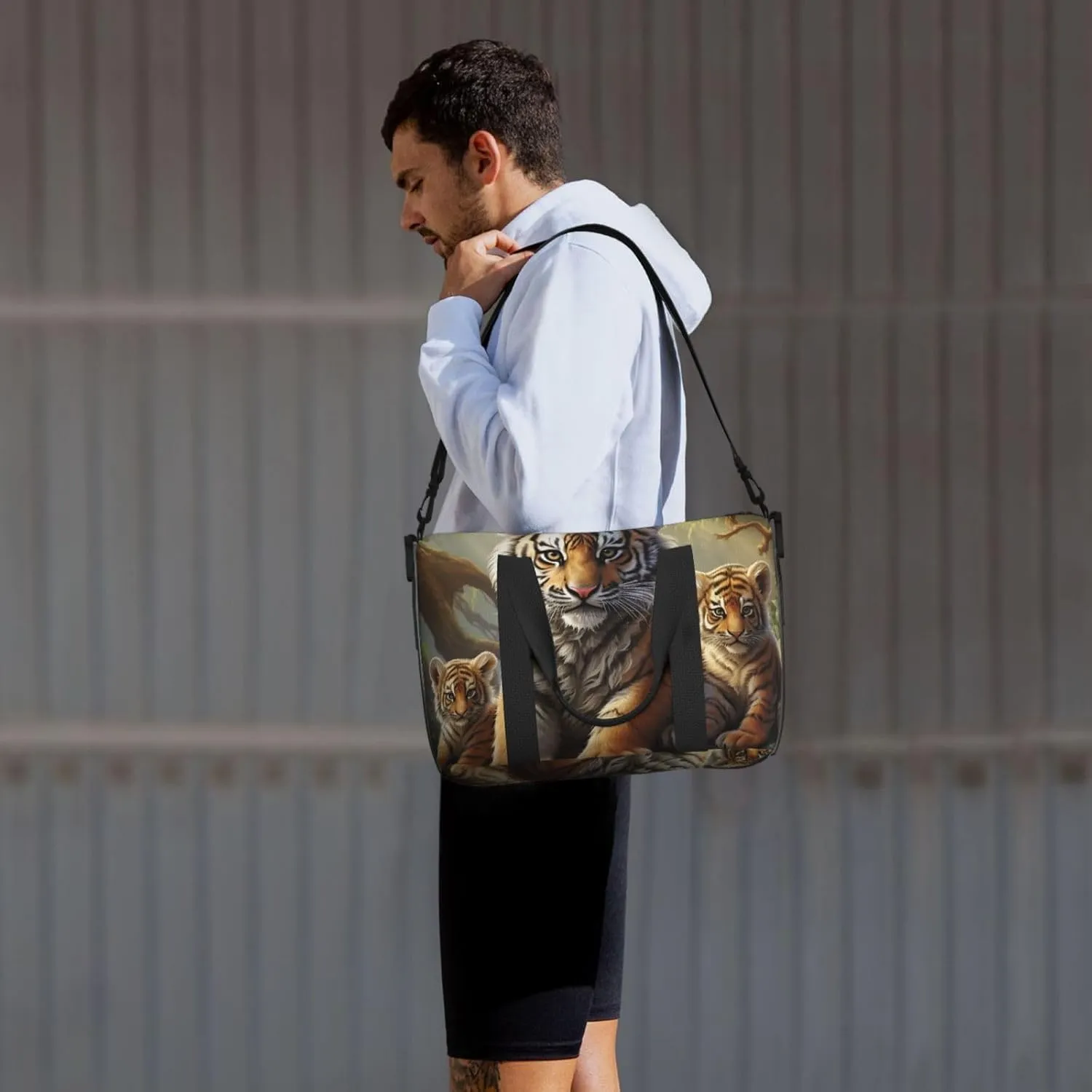 Sports Gym Bag for Women Men Travel Duffel Bag Tote Jungle Tigers Cub Weekender Bag Canvas Carry on Overnight Bag for Travel Swimming Fitness Workout Sports Duffle Bag