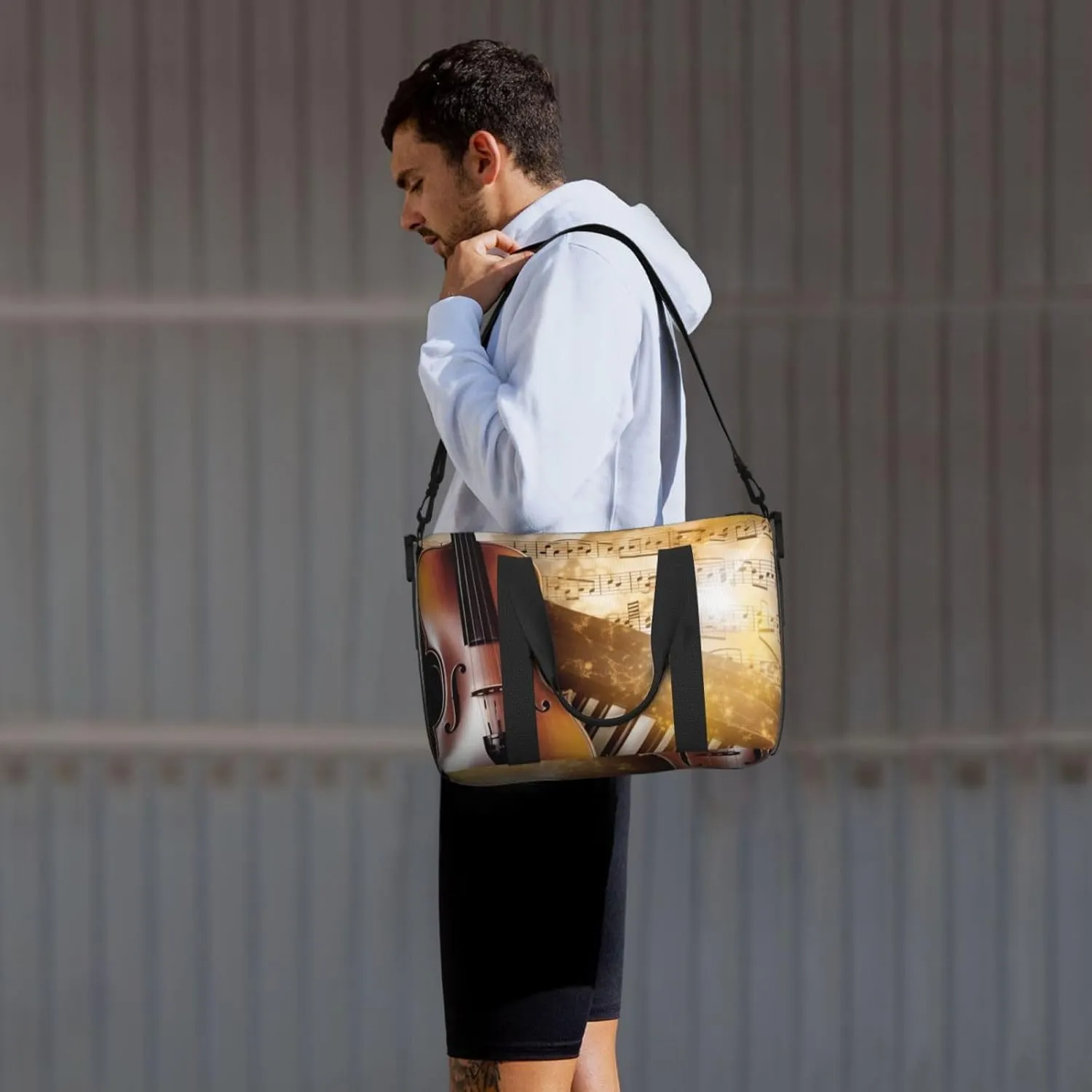 Sports Gym Bag for Women Men Travel Duffel Bag Tote Piano Violin Music Notes Weekender Bag Canvas Carry on Overnight Bag for Travel Swimming Fitness Workout Sports Duffle Bag