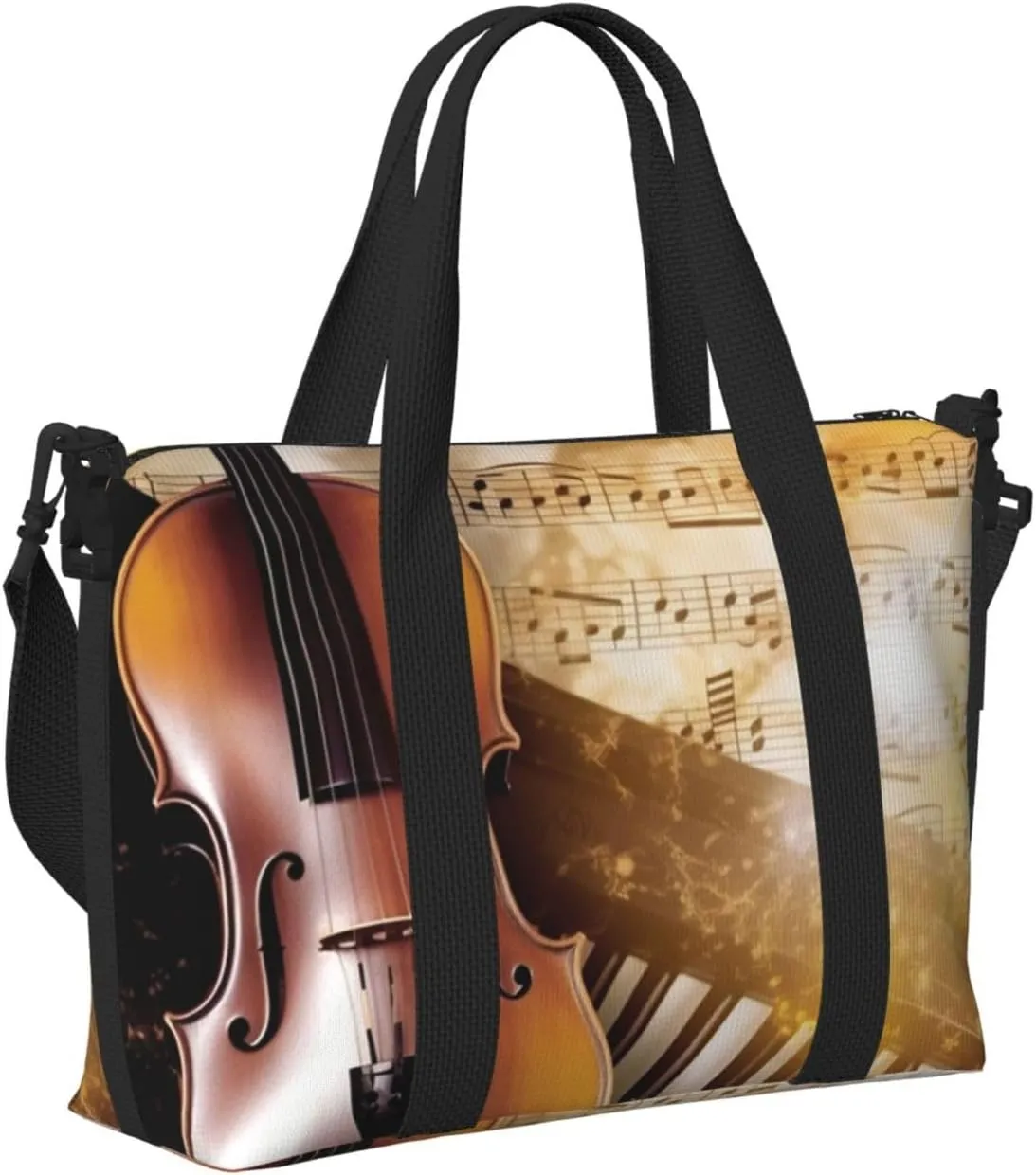 Sports Gym Bag for Women Men Travel Duffel Bag Tote Piano Violin Music Notes Weekender Bag Canvas Carry on Overnight Bag for Travel Swimming Fitness Workout Sports Duffle Bag