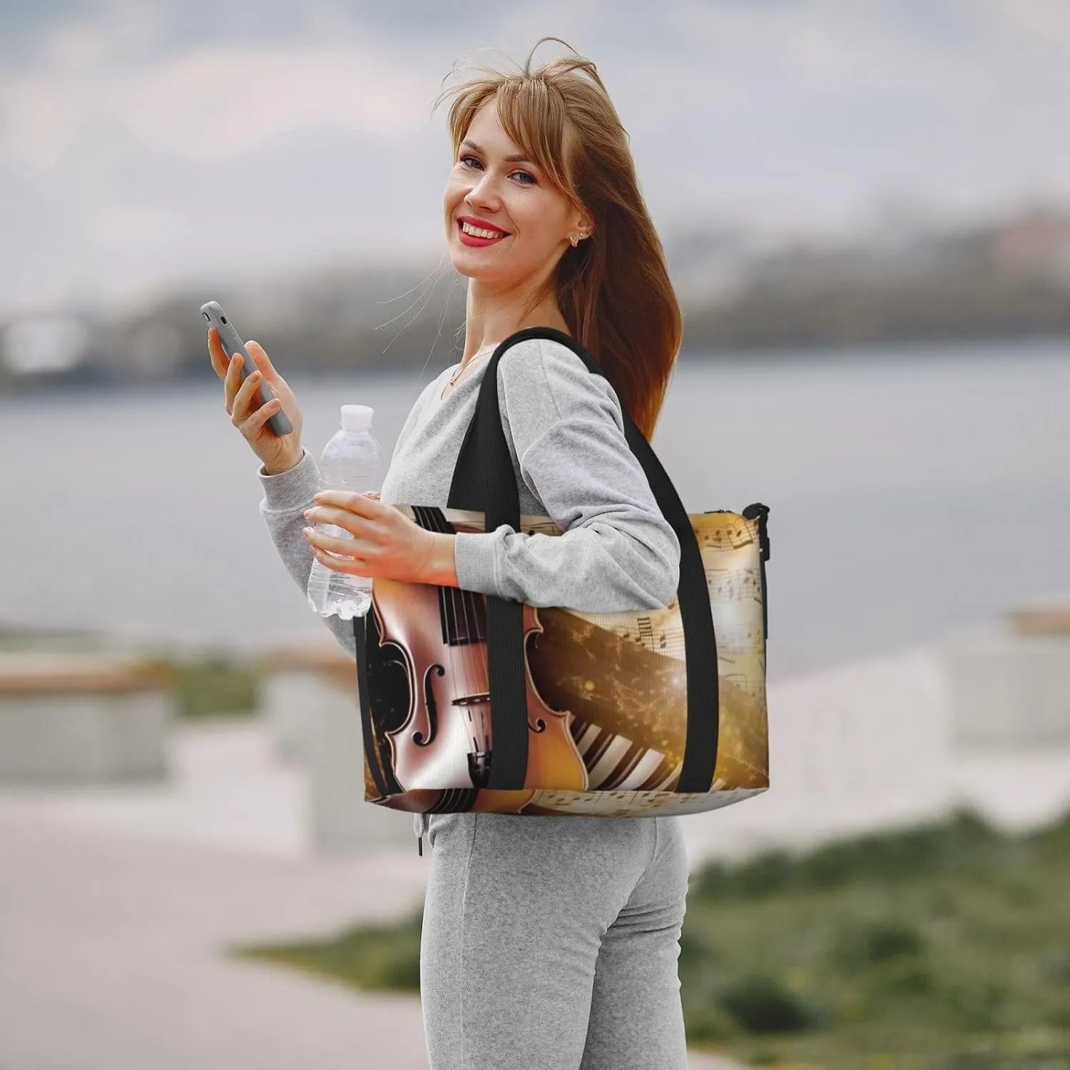 Sports Gym Bag for Women Men Travel Duffel Bag Tote Piano Violin Music Notes Weekender Bag Canvas Carry on Overnight Bag for Travel Swimming Fitness Workout Sports Duffle Bag
