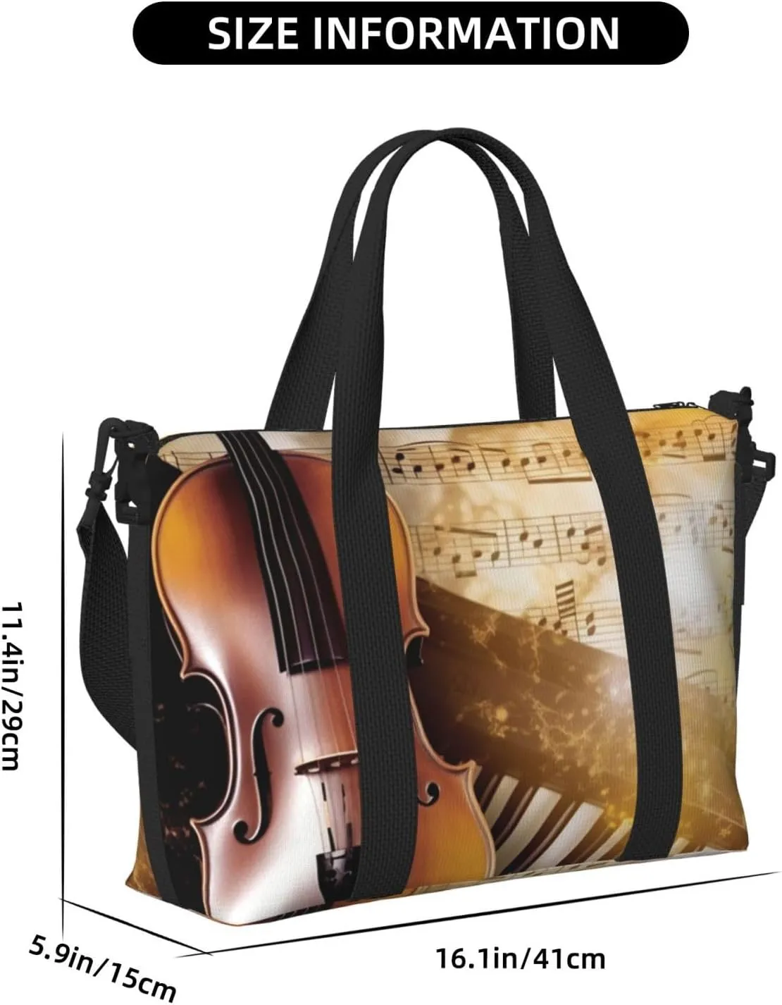 Sports Gym Bag for Women Men Travel Duffel Bag Tote Piano Violin Music Notes Weekender Bag Canvas Carry on Overnight Bag for Travel Swimming Fitness Workout Sports Duffle Bag