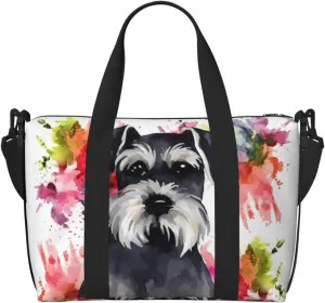 Sports Gym Bag for Women Men Travel Duffel Bag Tote Schnauzer Weekender Bag Canvas Carry on Overnight Bag for Travel Swimming Fitness Workout Sports Duffle Bag