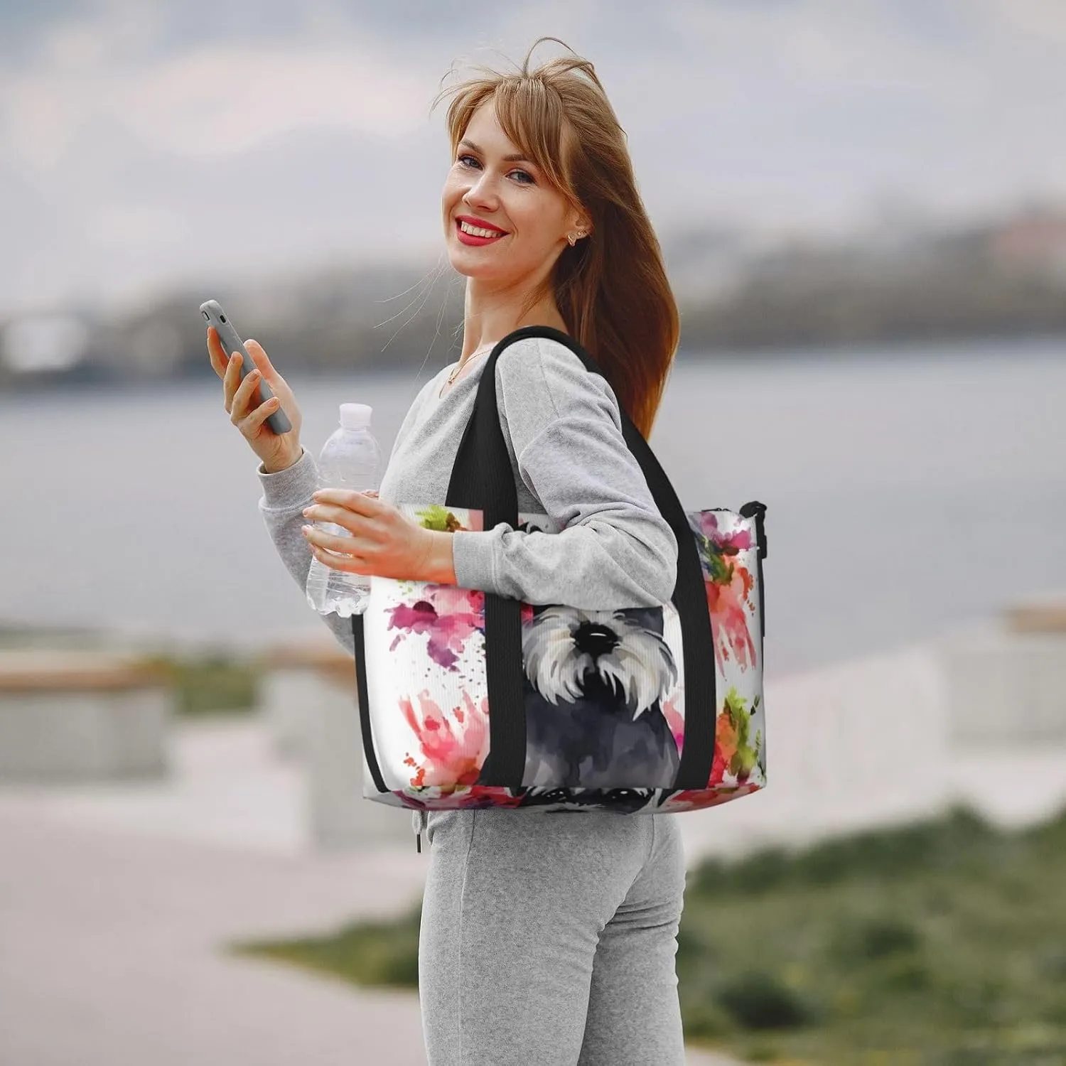 Sports Gym Bag for Women Men Travel Duffel Bag Tote Schnauzer Weekender Bag Canvas Carry on Overnight Bag for Travel Swimming Fitness Workout Sports Duffle Bag