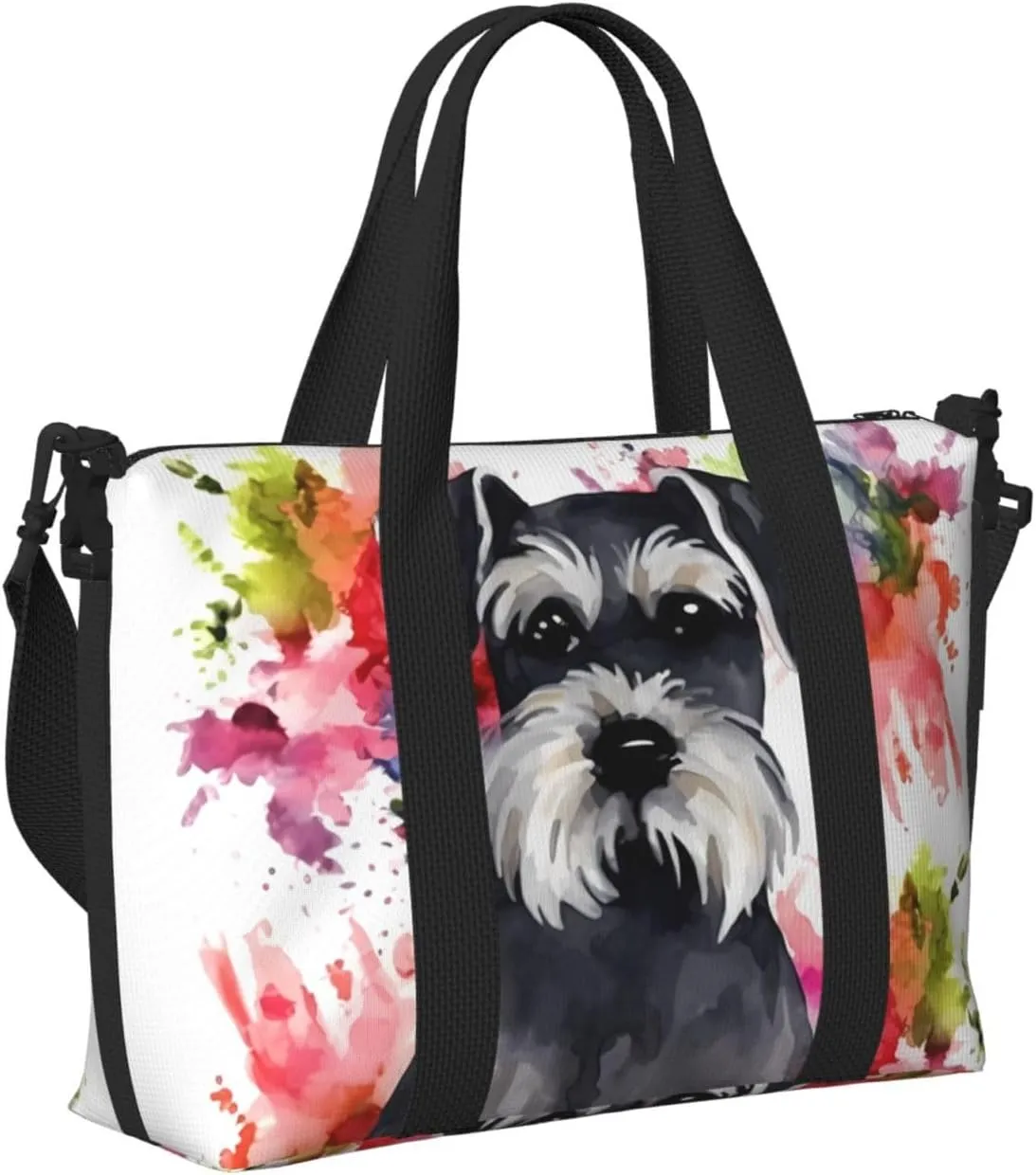 Sports Gym Bag for Women Men Travel Duffel Bag Tote Schnauzer Weekender Bag Canvas Carry on Overnight Bag for Travel Swimming Fitness Workout Sports Duffle Bag