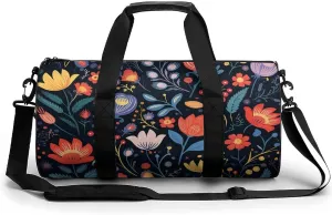 Sports Gym Bag for Women Men Travel Duffel Bag Tote Weekender Bag Bright Flowers Carry on Overnight Bag for Travel Swimming Fitness Workout Sports Duffle Bag