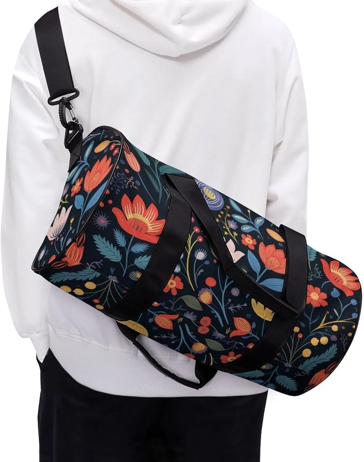 Sports Gym Bag for Women Men Travel Duffel Bag Tote Weekender Bag Bright Flowers Carry on Overnight Bag for Travel Swimming Fitness Workout Sports Duffle Bag