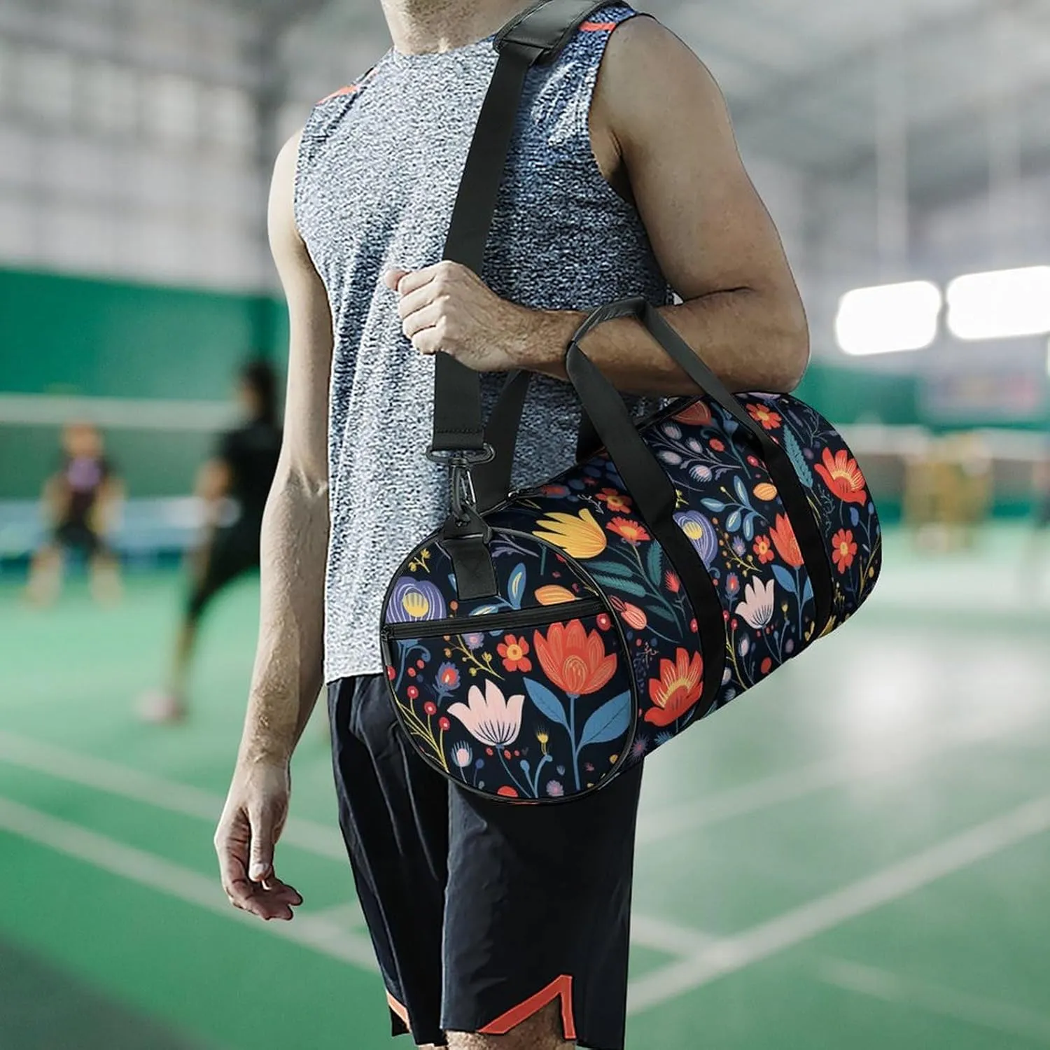 Sports Gym Bag for Women Men Travel Duffel Bag Tote Weekender Bag Bright Flowers Carry on Overnight Bag for Travel Swimming Fitness Workout Sports Duffle Bag