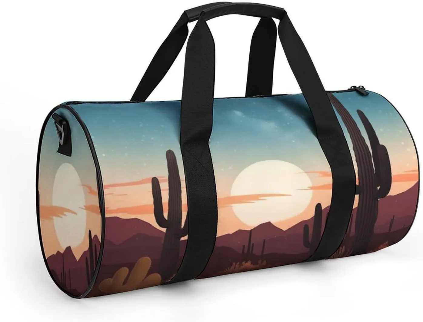 Sports Gym Bag for Women Men Travel Duffel Bag Tote Weekender Bag Desert With Cactus Carry on Overnight Bag for Travel Swimming Fitness Workout Sports Duffle Bag