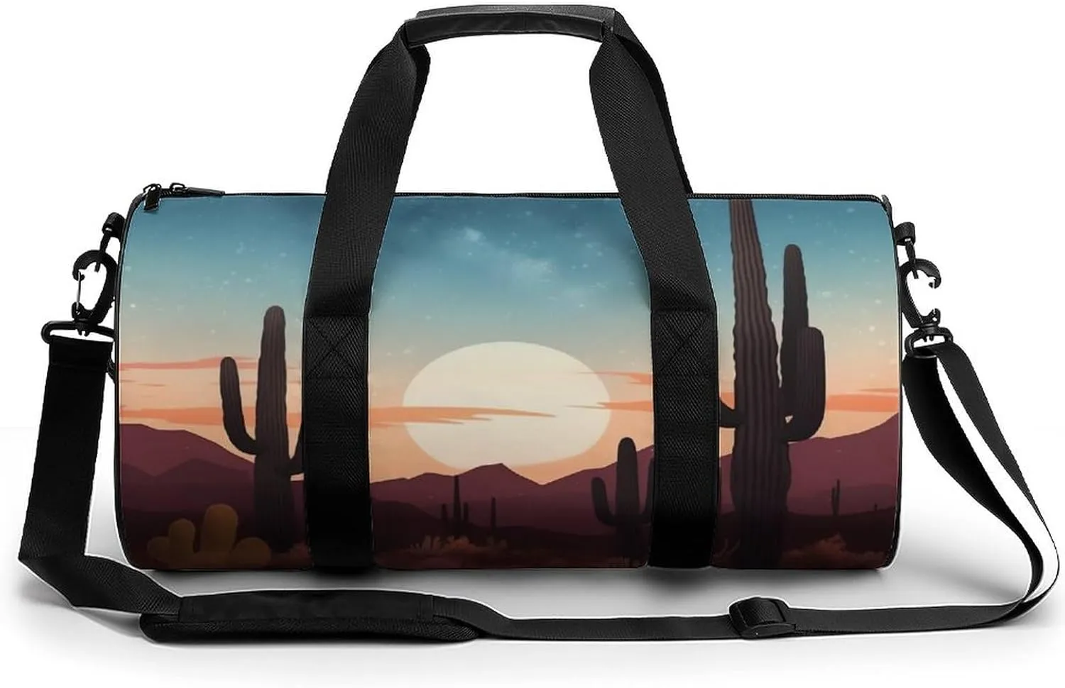 Sports Gym Bag for Women Men Travel Duffel Bag Tote Weekender Bag Desert With Cactus Carry on Overnight Bag for Travel Swimming Fitness Workout Sports Duffle Bag
