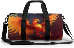 Sports Gym Bag for Women Men Travel Duffel Bag Tote Weekender Bag Orange Red Phoenix Carry on Overnight Bag for Travel Swimming Fitness Workout Sports Duffle Bag