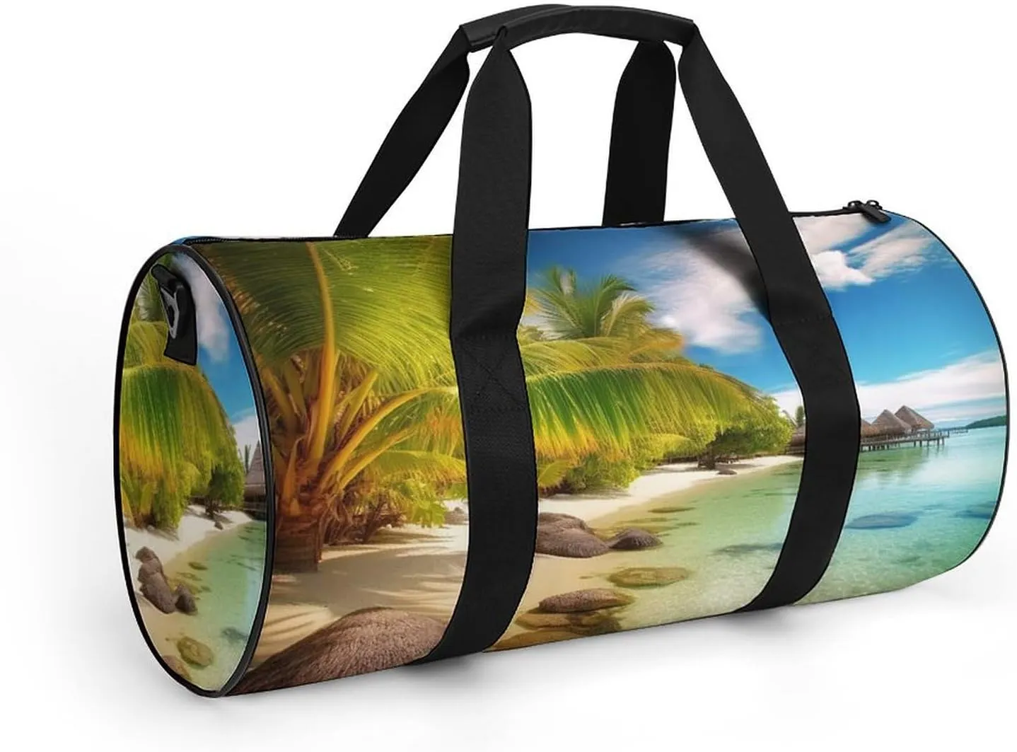 Sports Gym Bag for Women Men Travel Duffel Bag Tote Weekender Bag Tropical Beach Scenery Carry on Overnight Bag for Travel Swimming Fitness Workout Sports Duffle Bag