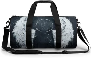 Sports Gym Bag for Women Men Travel Duffel Bag Tote Weekender Bag White Angel Wings Carry on Overnight Bag for Travel Swimming Fitness Workout Sports Duffle Bag