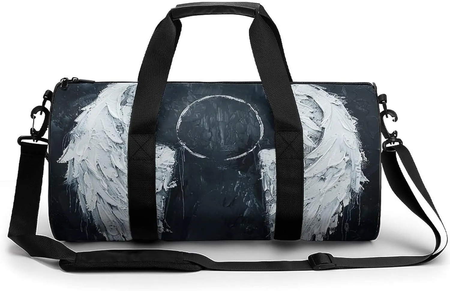 Sports Gym Bag for Women Men Travel Duffel Bag Tote Weekender Bag White Angel Wings Carry on Overnight Bag for Travel Swimming Fitness Workout Sports Duffle Bag