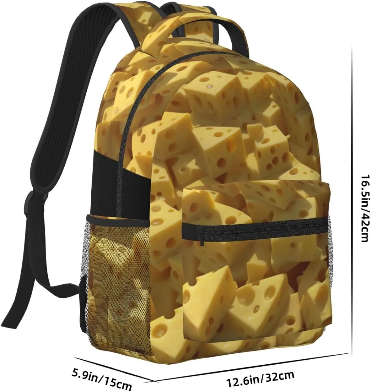 Stylish Women's Waterproof Laptop Backpack for Work and Travel Compatible with Yellow Cheese Pattern Texture Rucksack