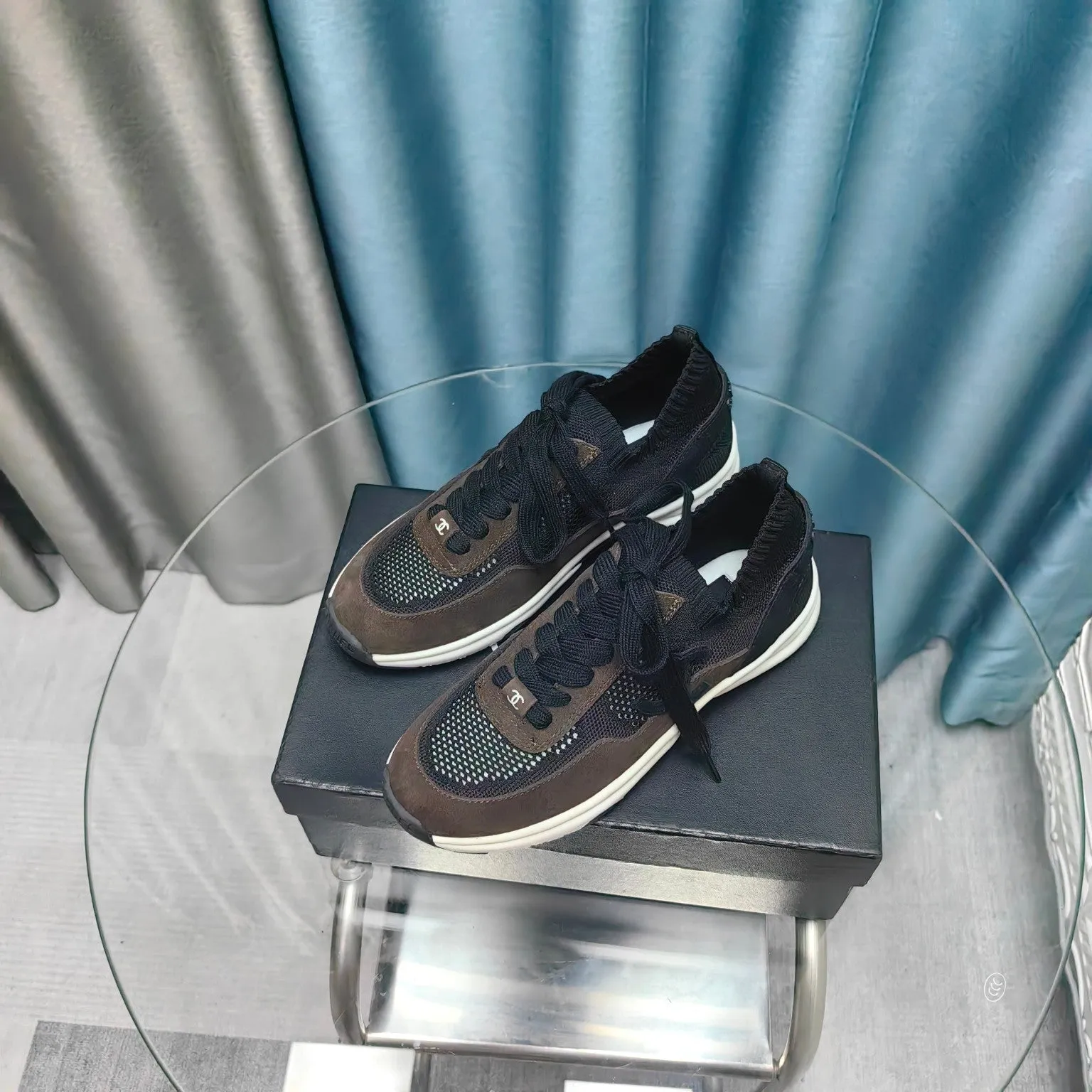 Suede Polyester Fabric Loyal customers Great deal Mesh Sneaker CHANEL And Brown Black