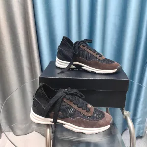Suede Polyester Fabric Loyal customers Great deal Mesh Sneaker CHANEL And Brown Black