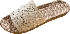Summer Skidproof Indoor Slippers Women's Non Slip Lace Home Linen Slippers Wooden Floor Comfortable Sandals