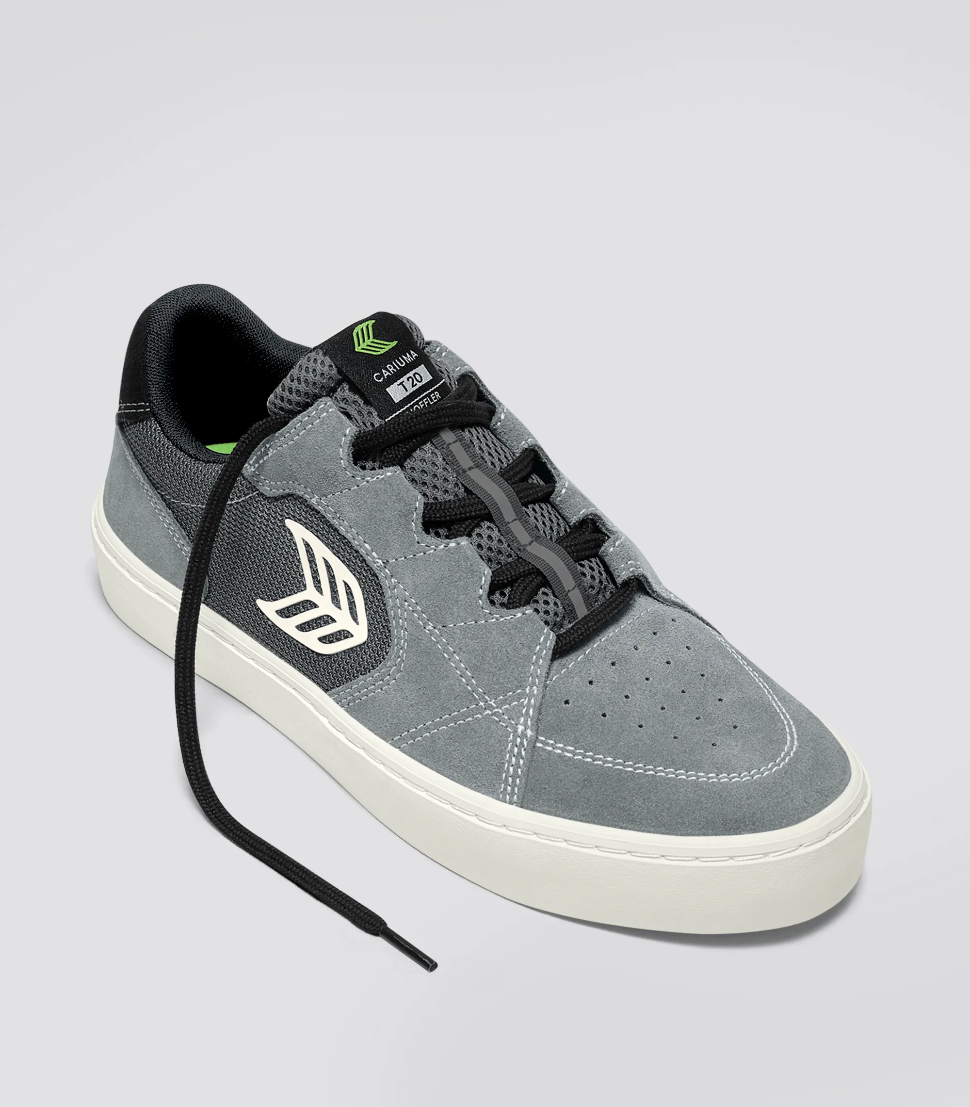 T20 PRO Charcoal Grey Suede and Mesh Ivory Logo Sneaker