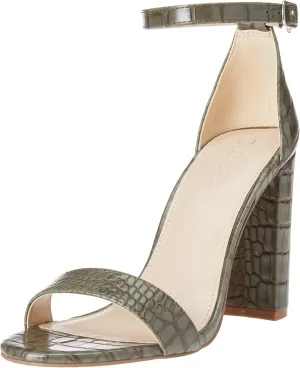The Drop Women's Rebecca Strappy High Block-Heel Sandal, Capers Olive Croc, 7