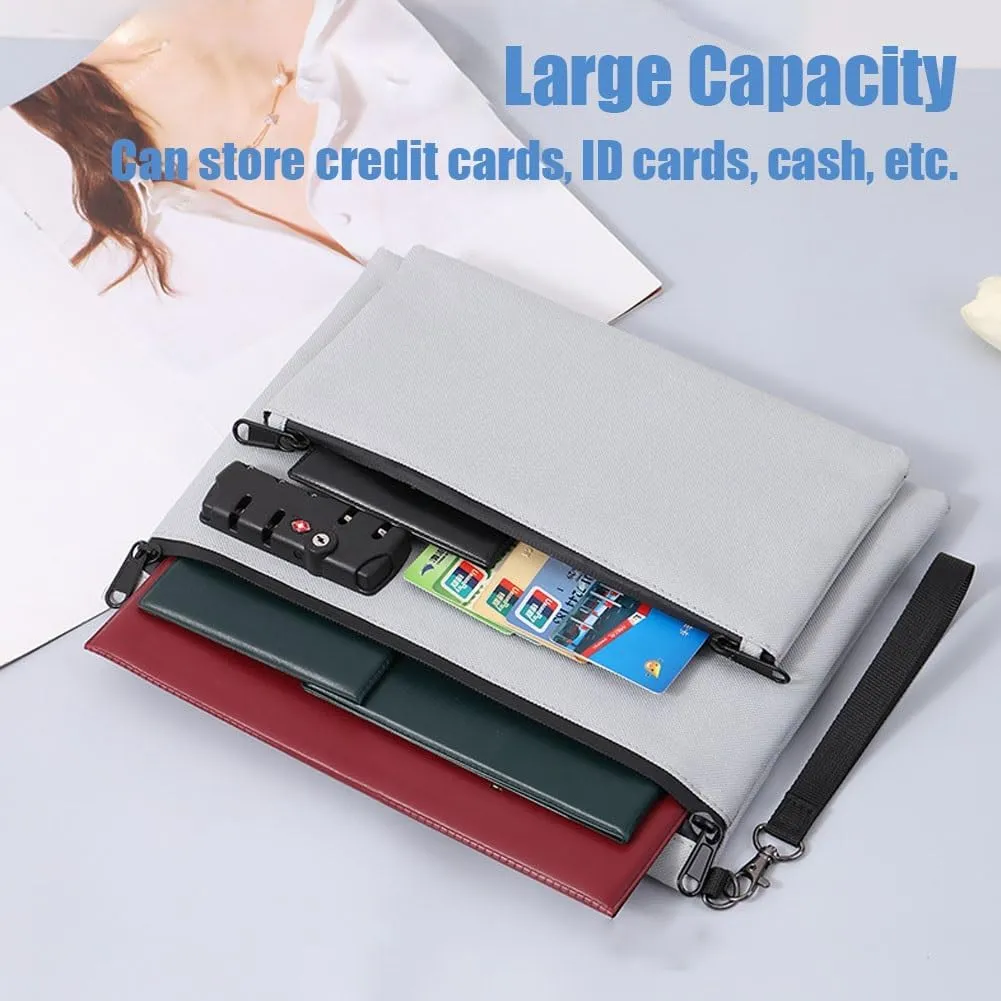 Travel Lock Bag, Money Bag with Lock and Zipper, Double Layer Anti-Theft Handbag with Combination Protection, For Cash, Id, Credit Cards and Important Documents(Pink,Business Style)