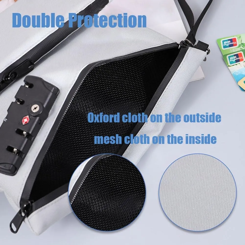 Travel Lock Bag, Money Bag with Lock and Zipper, Double Layer Anti-Theft Handbag with Combination Protection, For Cash, Id, Credit Cards and Important Documents(Pink,Business Style)