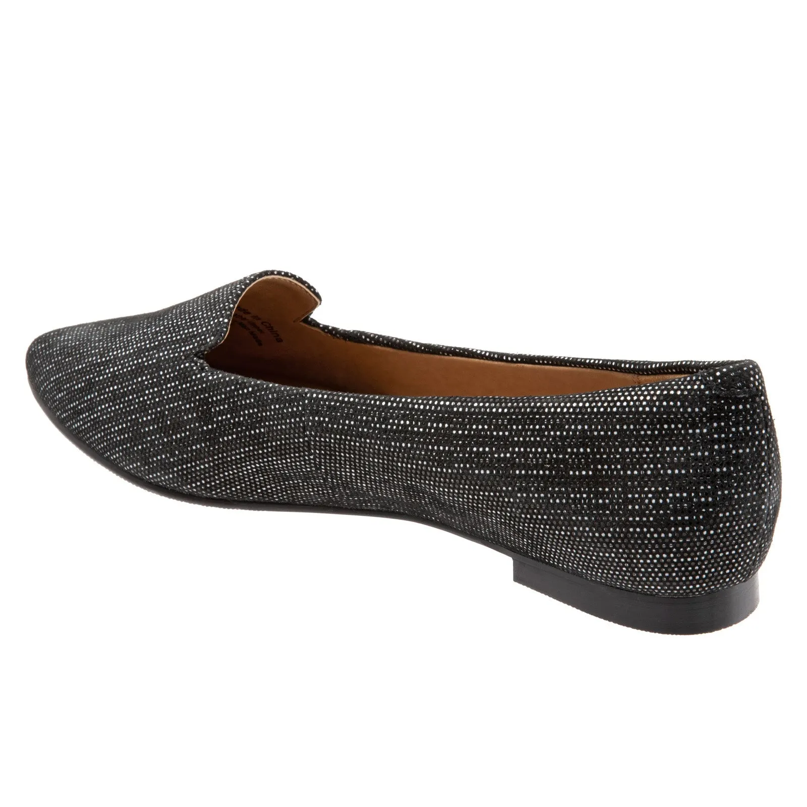 Trotters Harlowe T1707-010 Womens Black Narrow Leather Loafer Flats Shoes