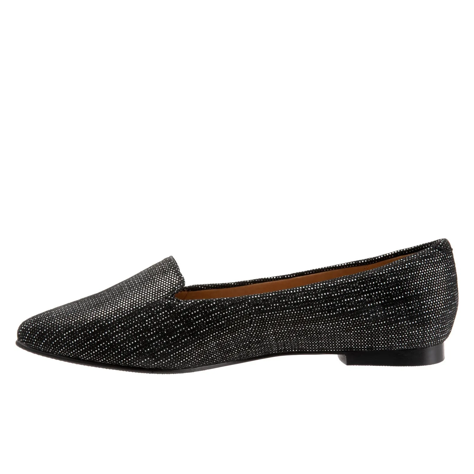 Trotters Harlowe T1707-010 Womens Black Narrow Leather Loafer Flats Shoes