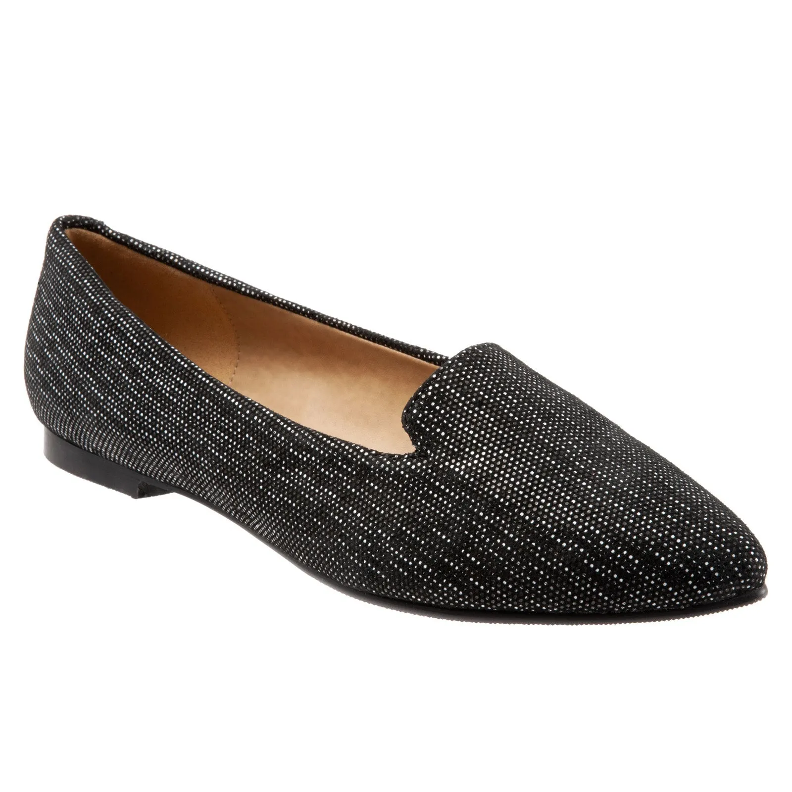 Trotters Harlowe T1707-010 Womens Black Narrow Leather Loafer Flats Shoes