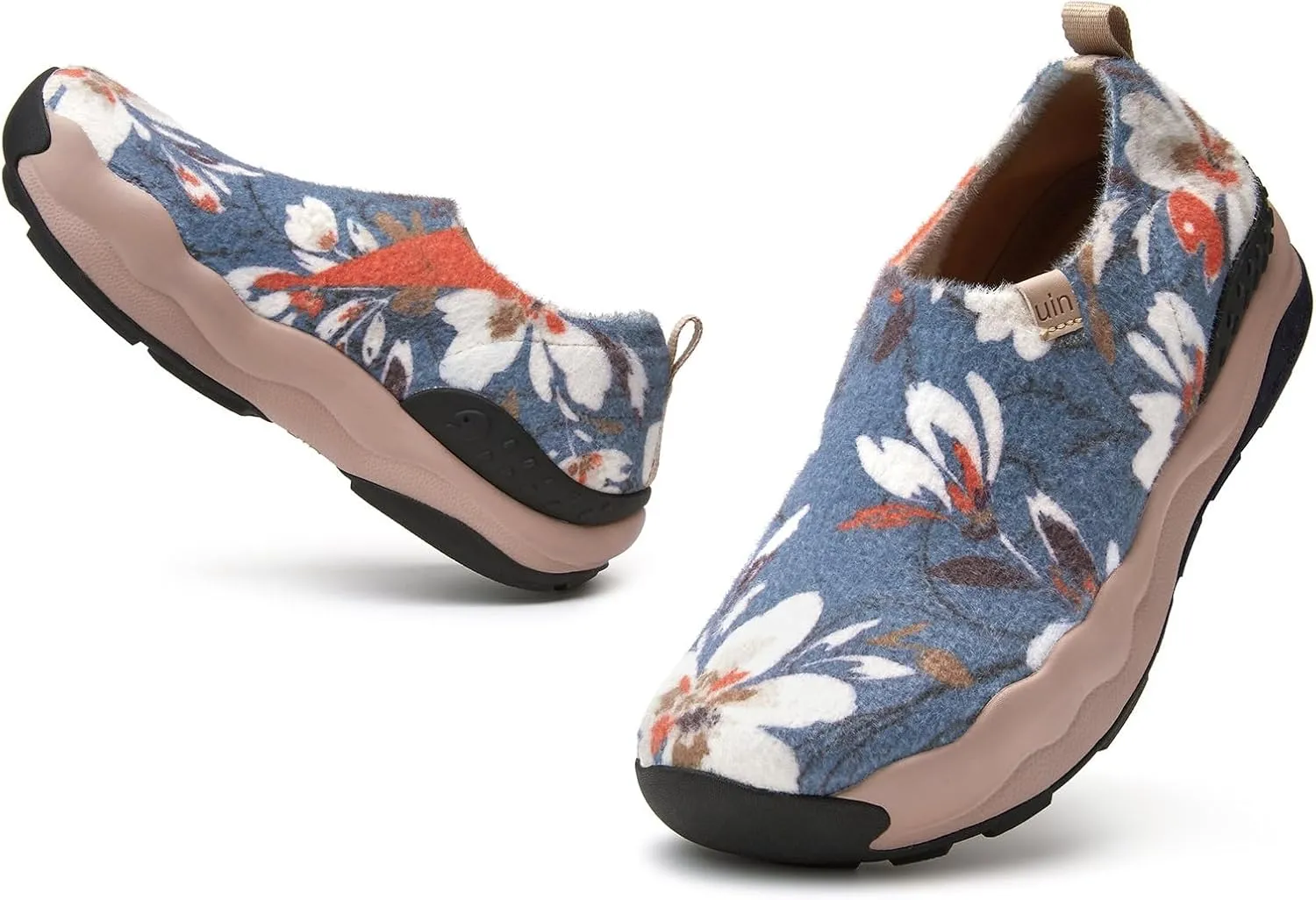 UIN Women's Plush Walking Shoes Chunky Slip On Lightweight Art Travel Fashion Sneaker Toledo Series
