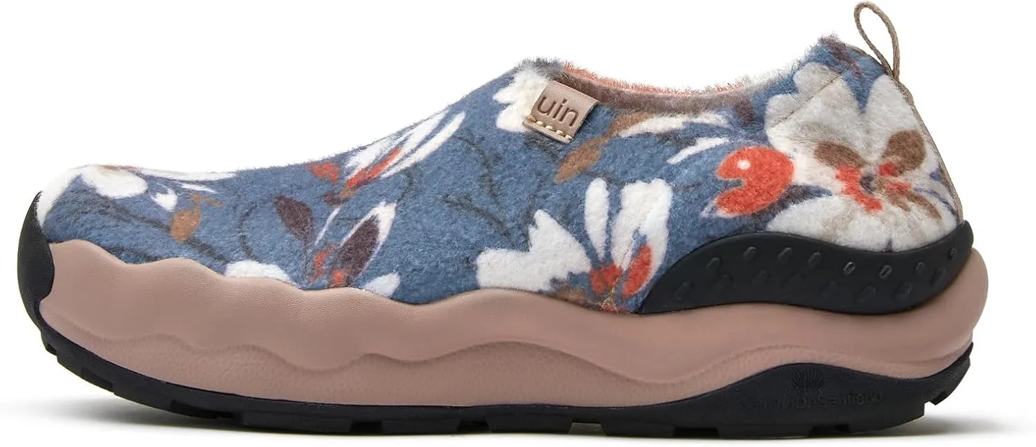 UIN Women's Plush Walking Shoes Chunky Slip On Lightweight Art Travel Fashion Sneaker Toledo Series