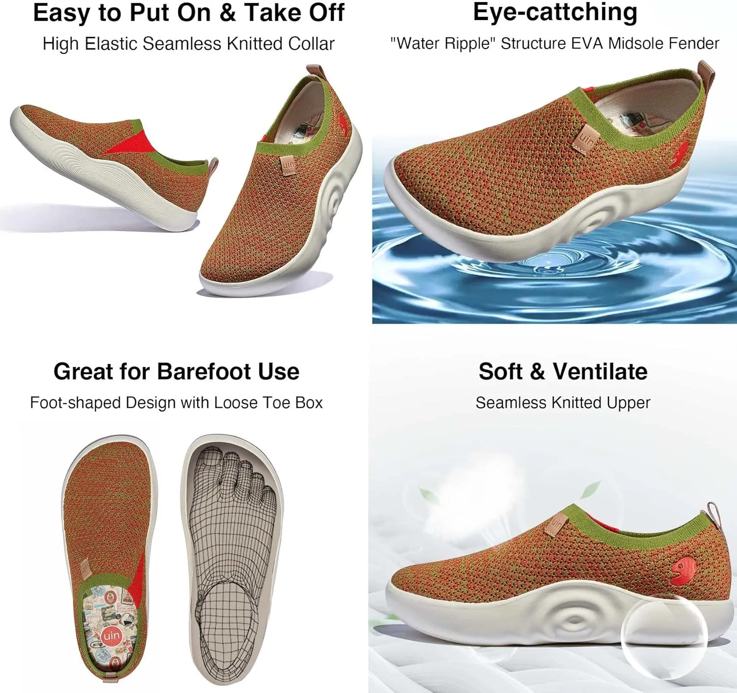 UIN Women's Walking Shoes Art Travel Slip On Casual Lightweight Fashion Sneaker Toledo Ⅹ