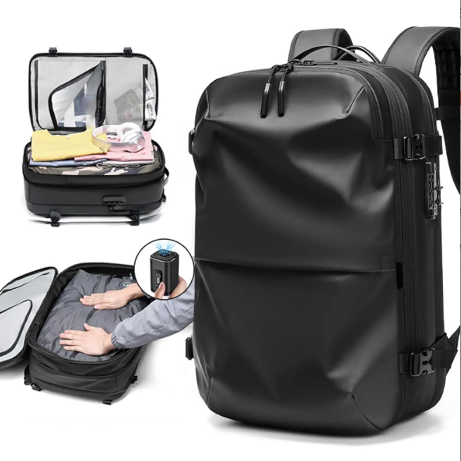 Veloutte Travel Backpack, Veloussette Prestige Space Bag, Velouette Prestige Space Bag, Multifunctional Waterproof (Black)