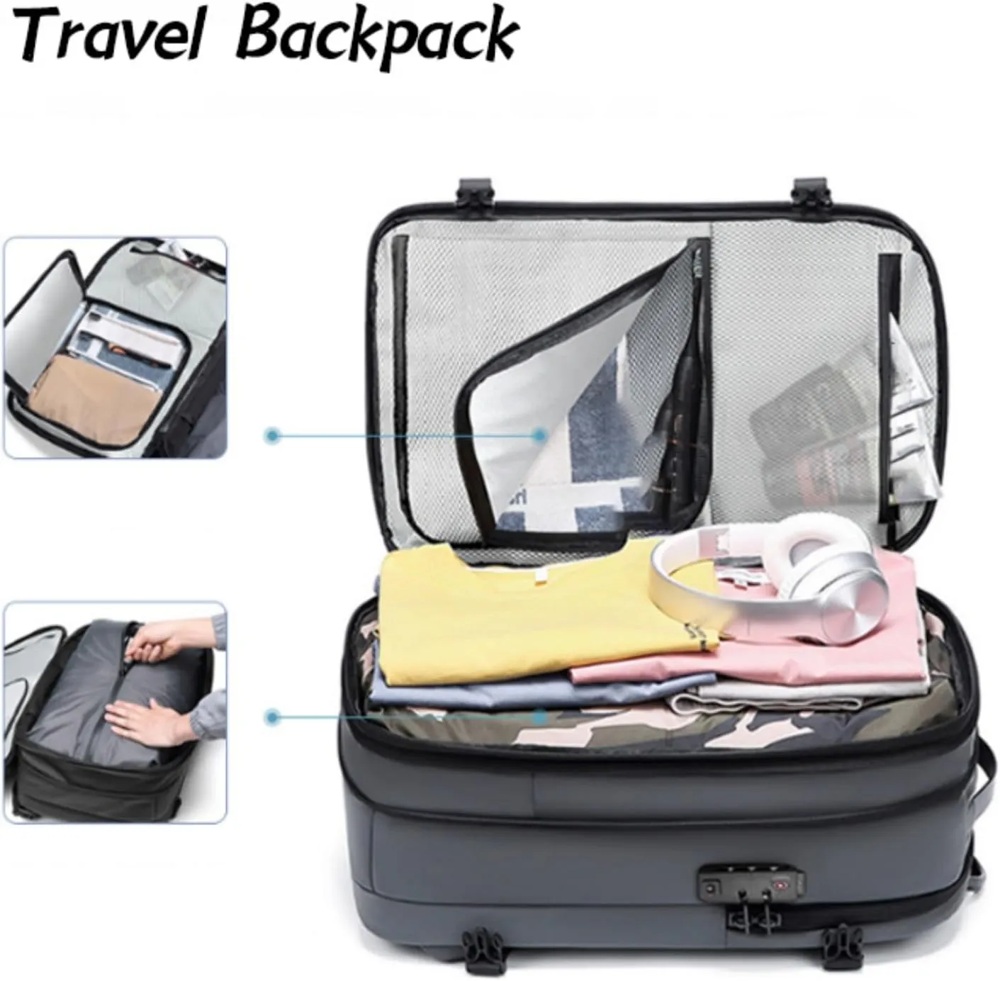 Veloutte Travel Backpack, Veloussette Prestige Space Bag, Velouette Prestige Space Bag, Multifunctional Waterproof (Black)